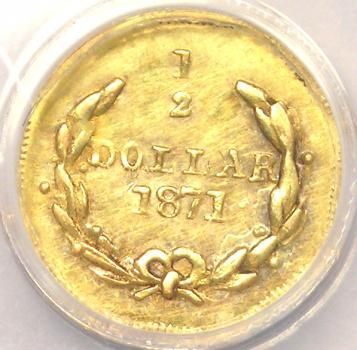1871 Liberty California Gold Half Dollar BG-911 (50C Coin) - ANACS AU58
