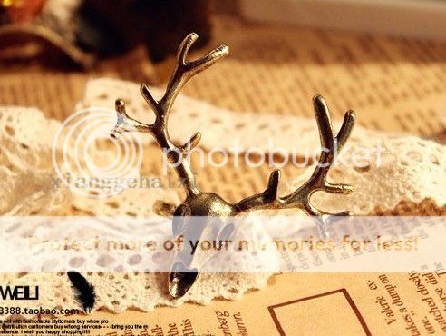 Lovely Cute Retro Bronze Alloy Deer Head Shaped Adjustable Ring Free