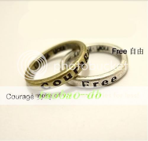 Pcs HOPE LOVE LUCK PEACE Free Belief Wisdom Courage Ring  