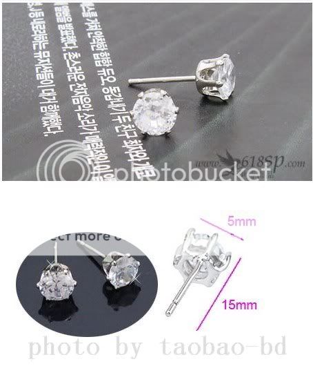 New Princess Rhinestone Stainless Steel Stud Earring#25  