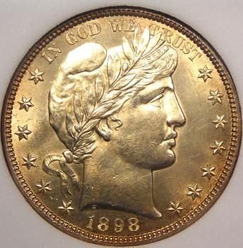 1898 S Barber Half Dollar 50C   GEM BU   RARE MS Uncirculated Coin 