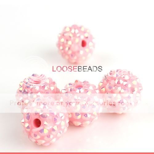 16mm Dia Hot  FREE SHIP 10x Pink Acrylic Resin Rhinestones Spacer 