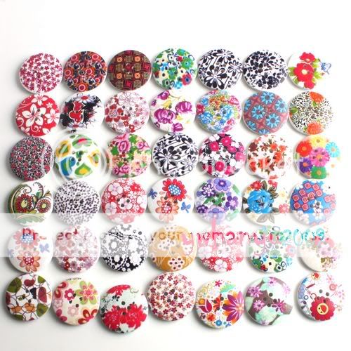 300x Bulk Mixed 4 Hole Wooden Flower Buttons 25mm B902  