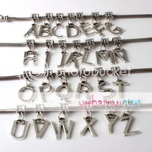 26 Alphabet Letter A Z Charms Bead Fit Bracelet P1286  