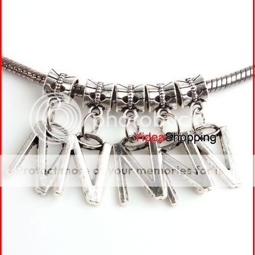 10x Tibetan Silver alphabet Letter Dangle Pendant Beads  