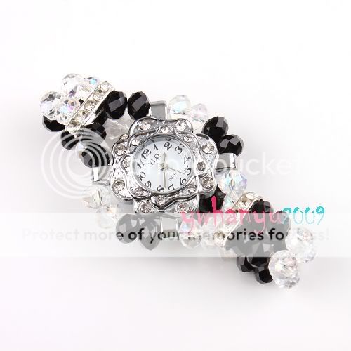 NEW Handmade Crystal Bracelet Flower Wrist WATCH W127  