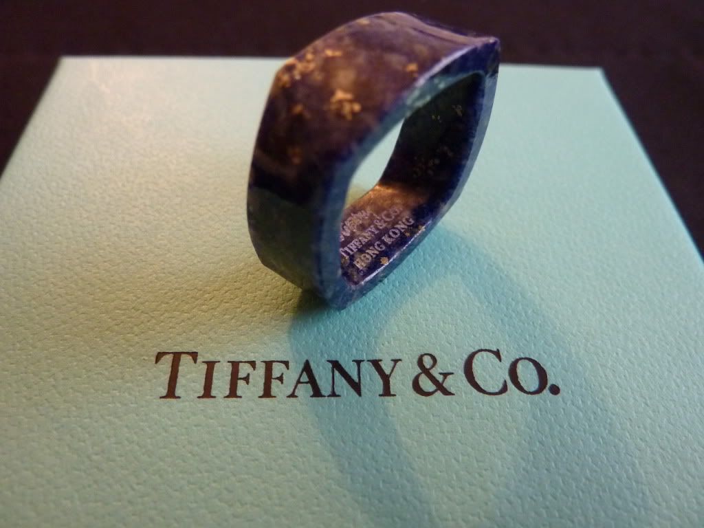 Tiffany Co Frank Gehry Torque Ring Lapis Lazuli with Gold Grains Band